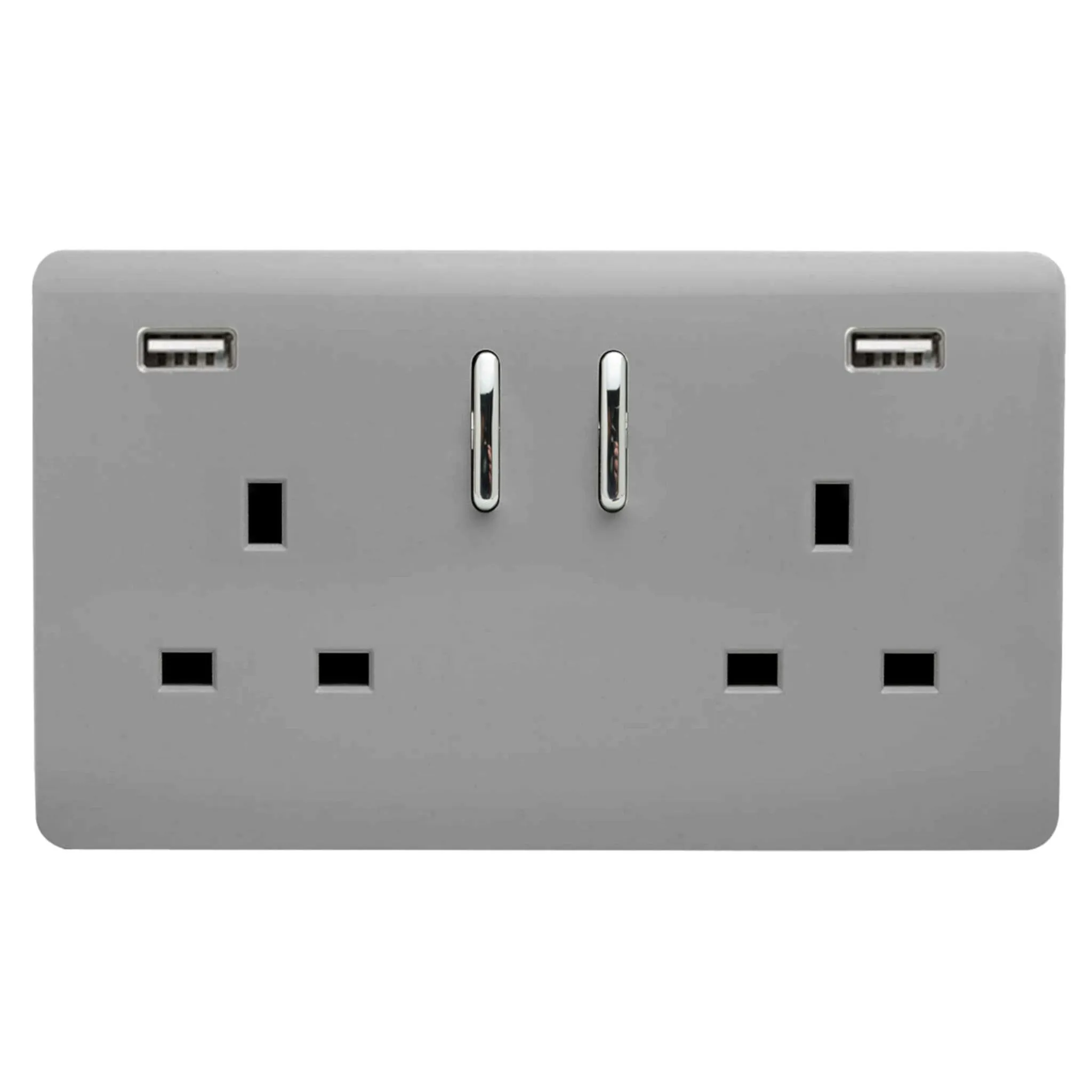 ART-SKT213USB31AALG  2 Gang 13Amp Short S/W Double Socket With 2x3.1Mah USB Light Grey